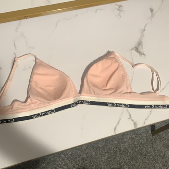 Calvin Klein Triangle Bralette in Nymphs Thigh - Picture 4 of 5